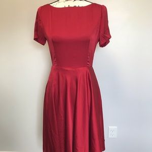 Vintage Inspired Ruby Red 1950s Satin Dress